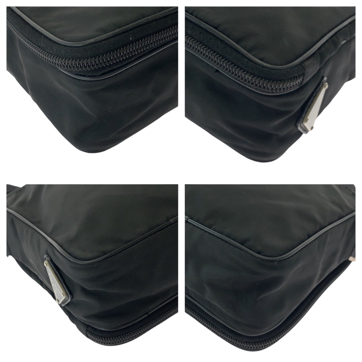 PRADA Shoulder Bag Nylon Black SilverMetal Test Triangle With logo