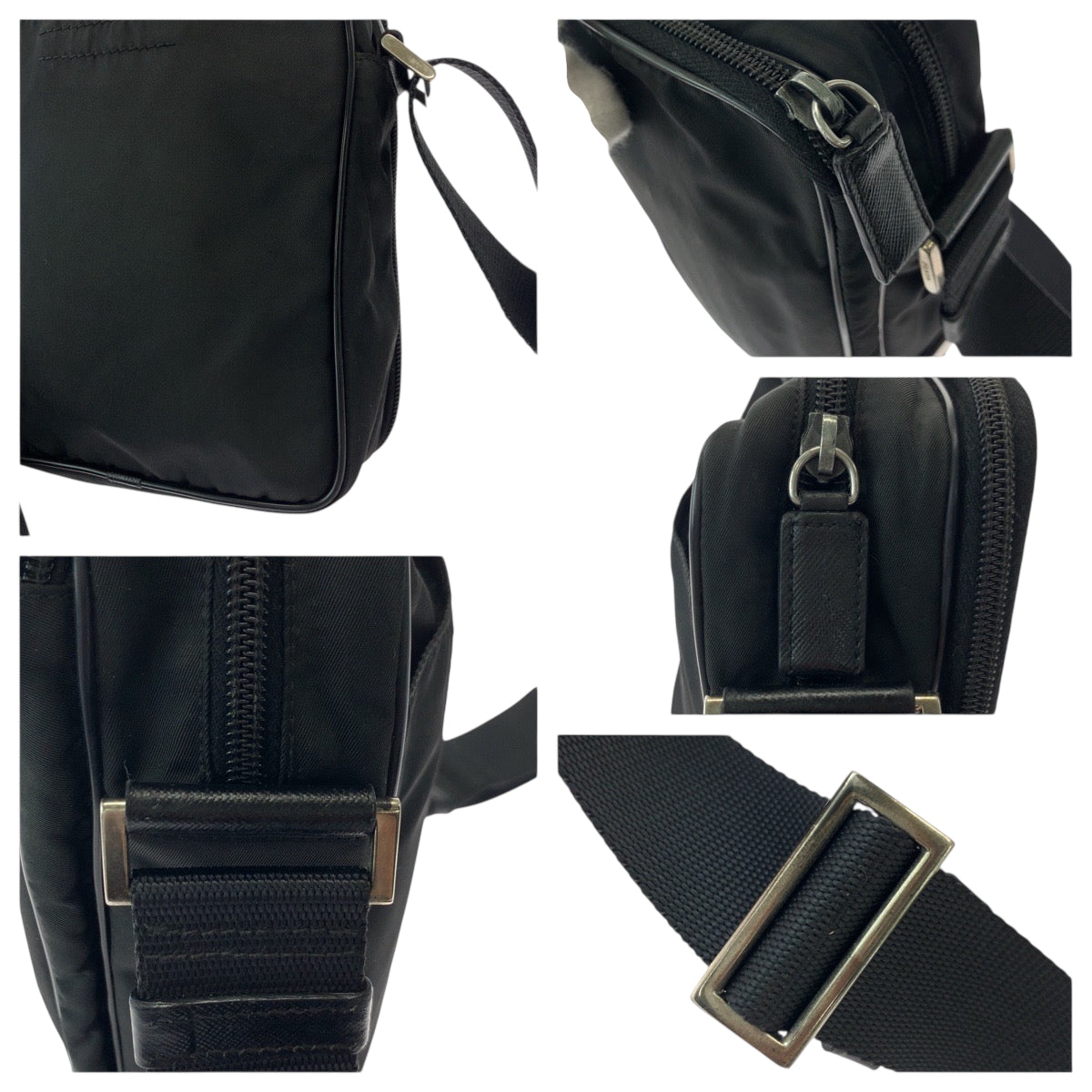 PRADA Shoulder Bag Nylon Black SilverMetal Test Triangle With logo