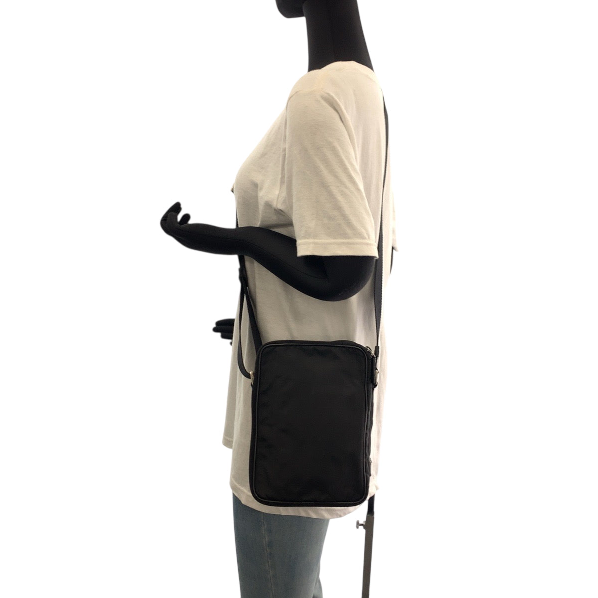 PRADA Shoulder Bag Nylon Black SilverMetal Test Triangle With logo