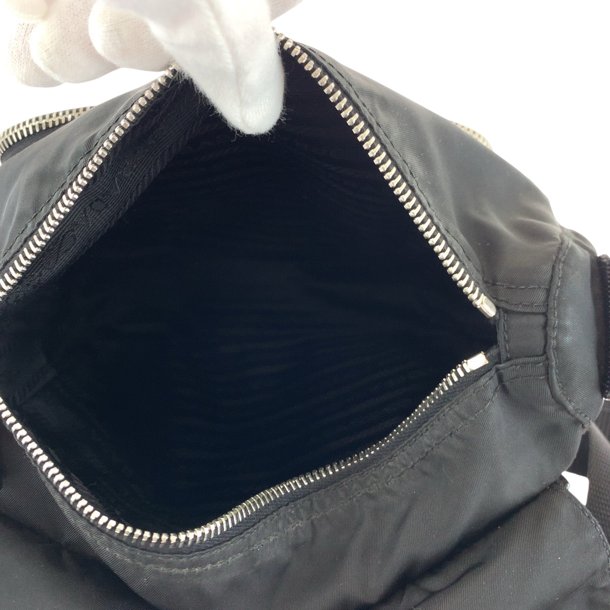 PRADA Shoulder Bag BT8994 Nylon Black SilverMetal Test Triangle With logo