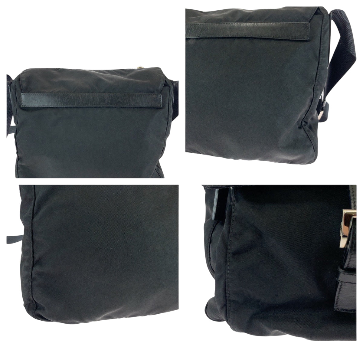PRADA Shoulder Bag BT8994 Nylon Black SilverMetal Test Triangle With logo
