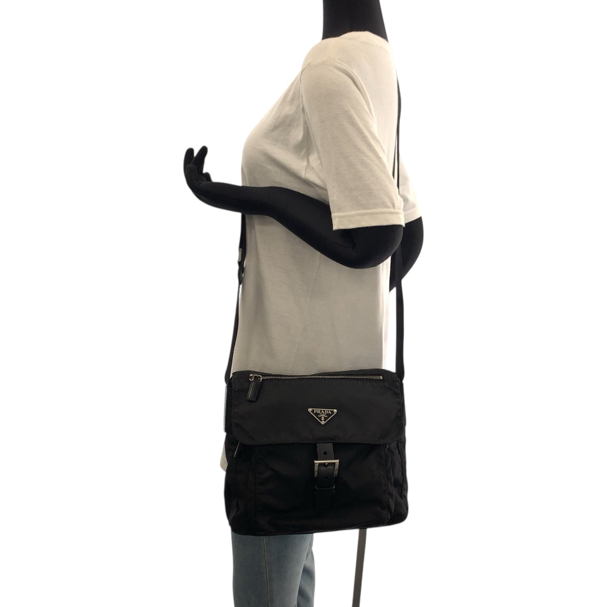 PRADA Shoulder Bag BT8994 Nylon Black SilverMetal Test Triangle With logo