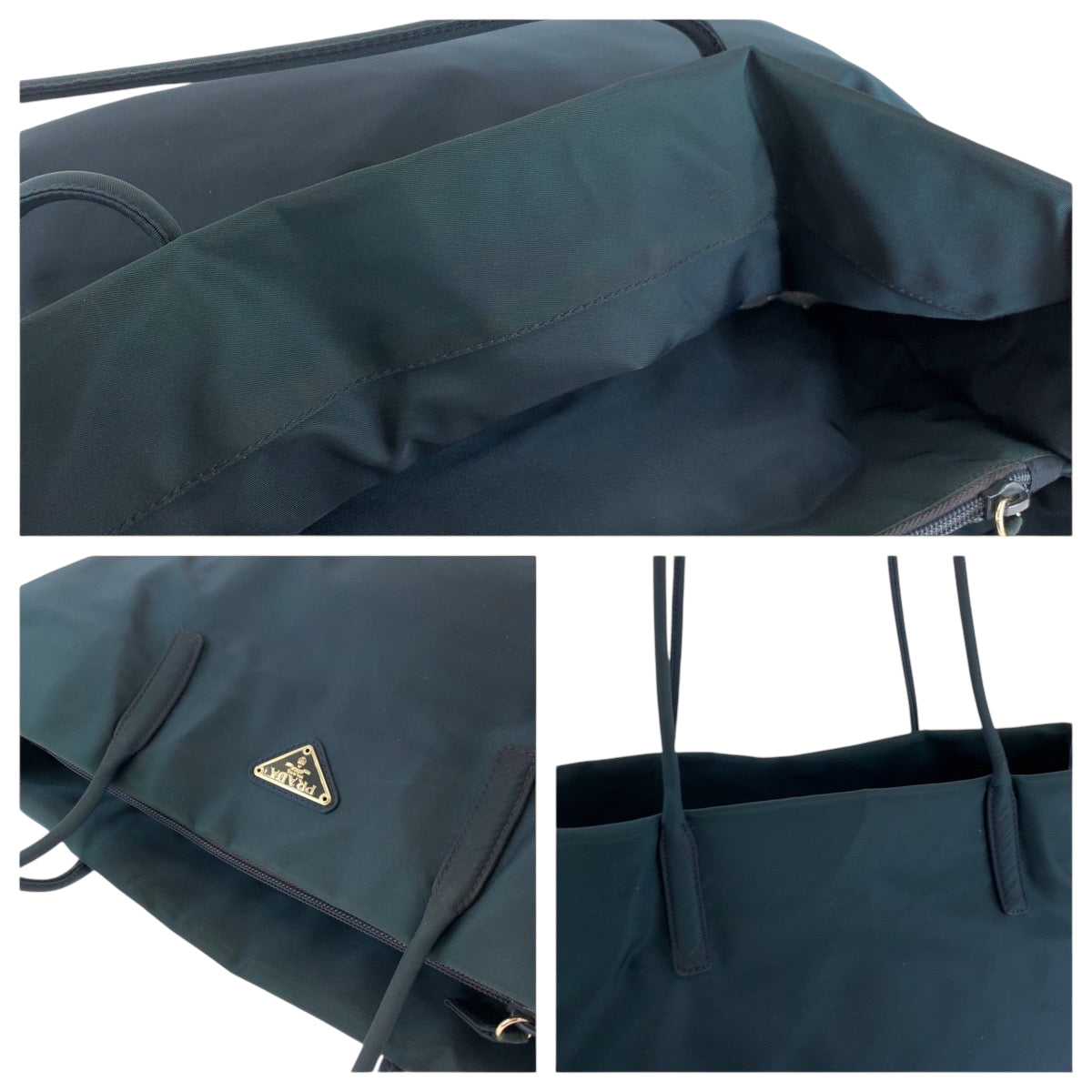PRADA Tote Bag B7806 Nylon Green SilverMetal Tess Triangle With logo