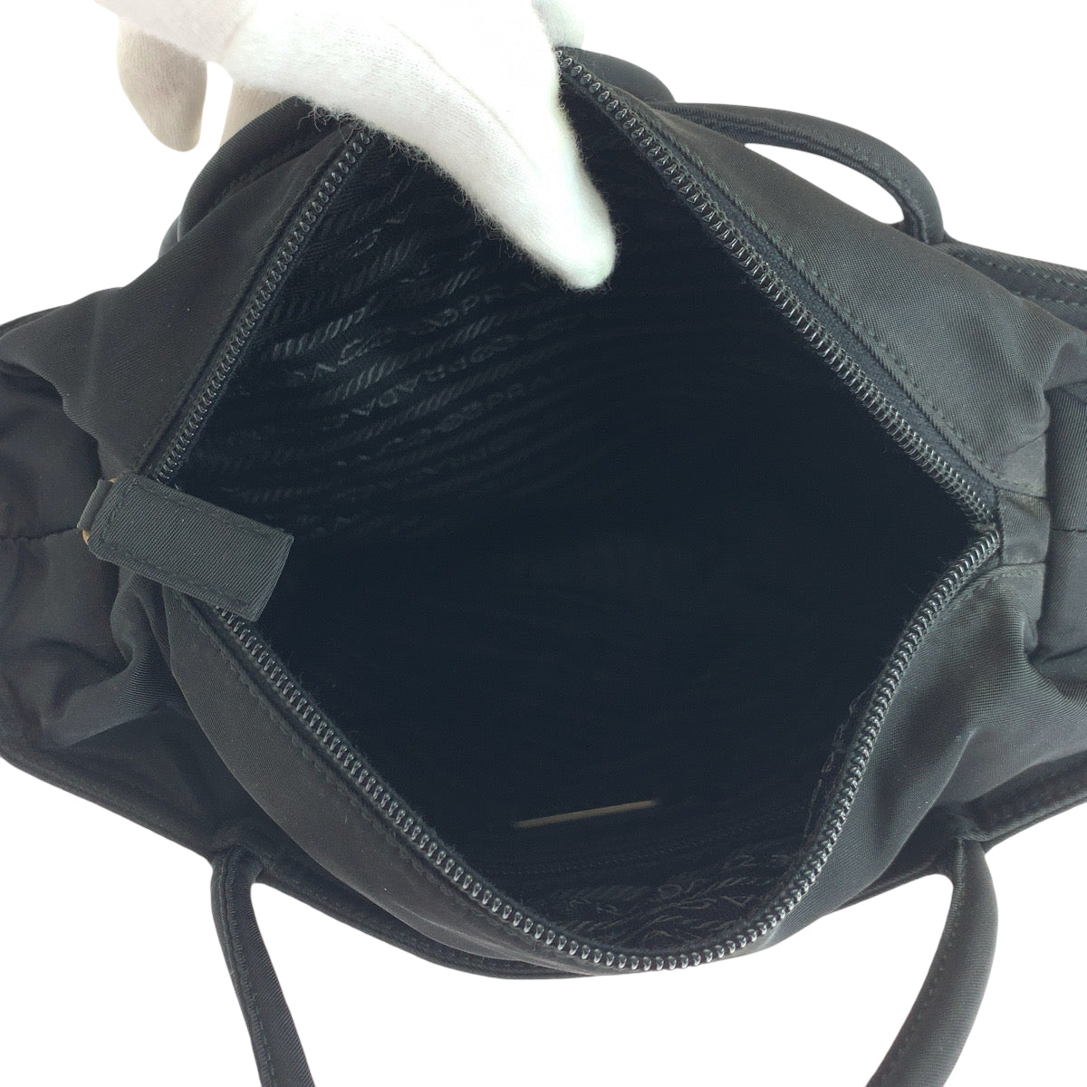 PRADA Tote Bag Nylon Black SilverMetal Test Triangle With logo