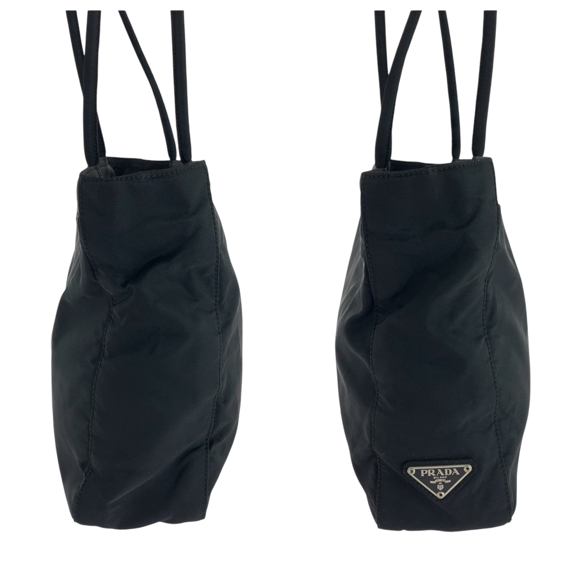 PRADA Tote Bag Nylon Black SilverMetal Test Triangle With logo