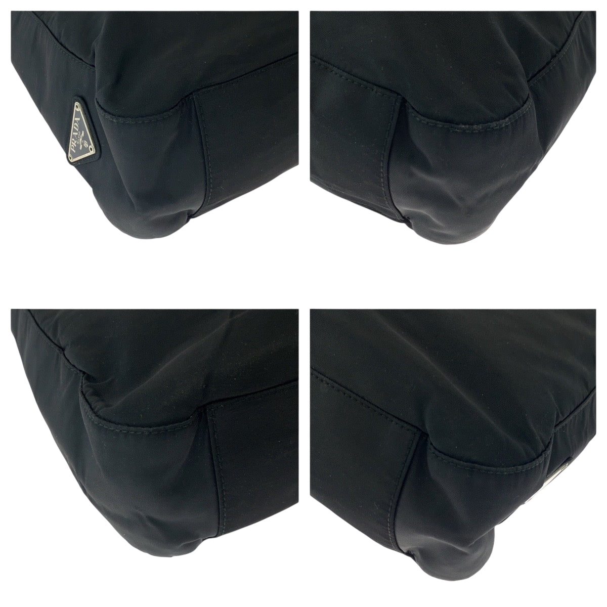 PRADA Tote Bag Nylon Black SilverMetal Test Triangle With logo