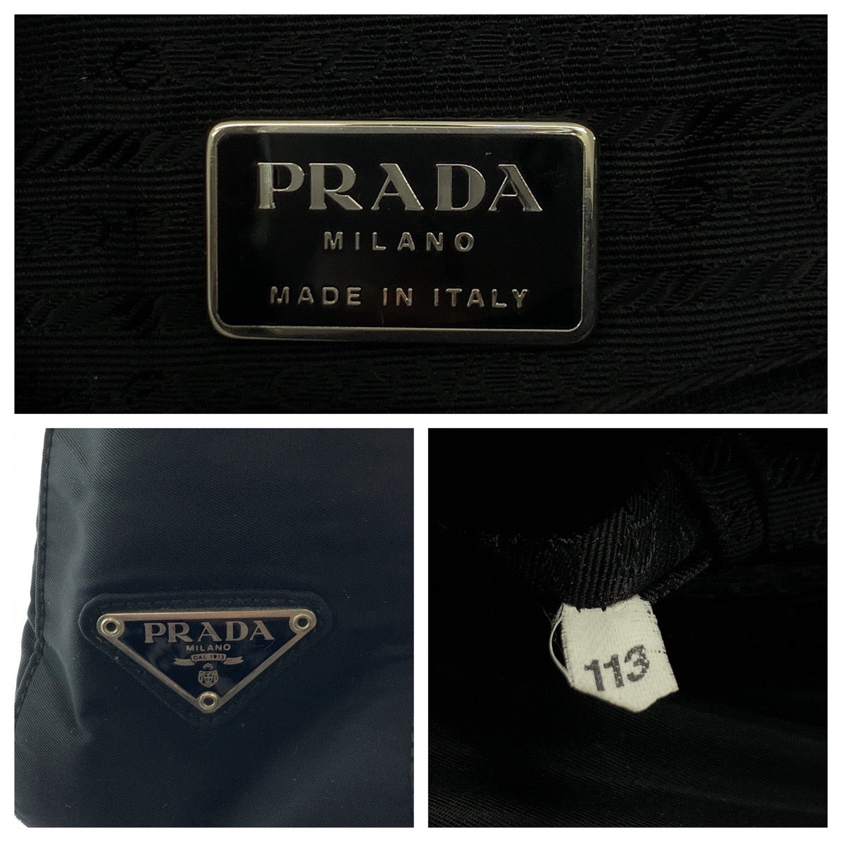 PRADA Tote Bag Nylon Black SilverMetal Test Triangle With logo