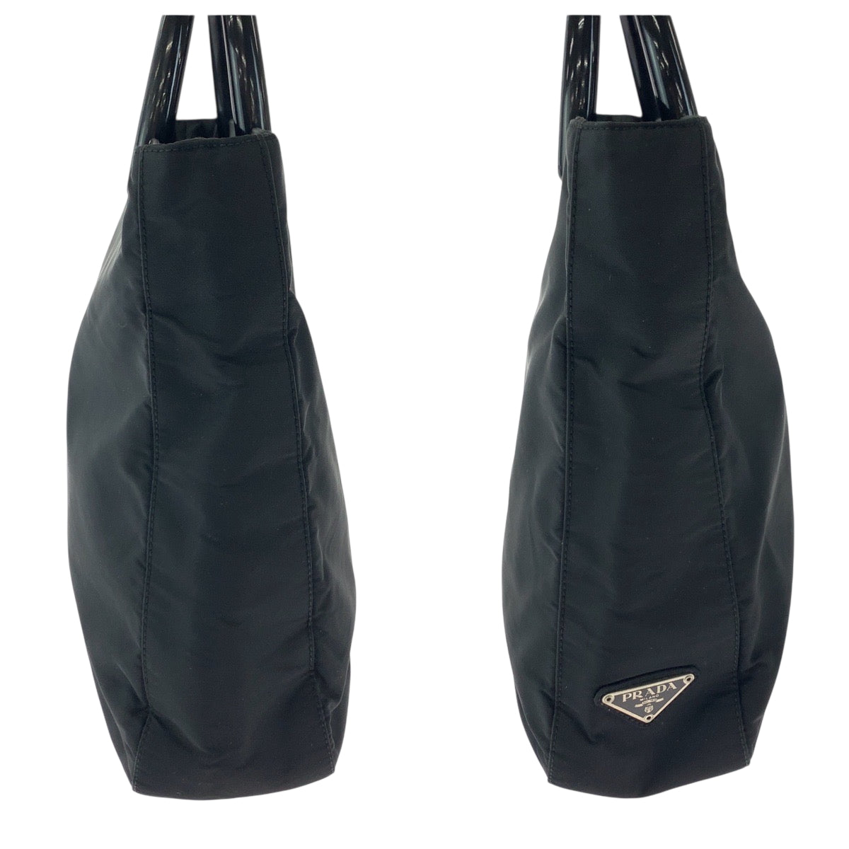 PRADA Tote Bag Nylon Black SilverMetal Test Triangle With logo
