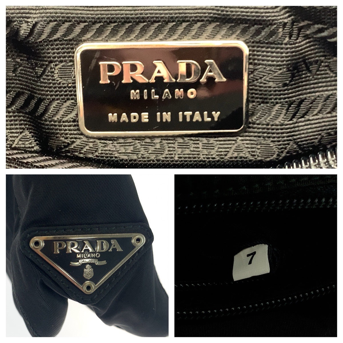 PRADA Tote Bag B8489 Nylon Black SilverMetal Test Triangle With logo