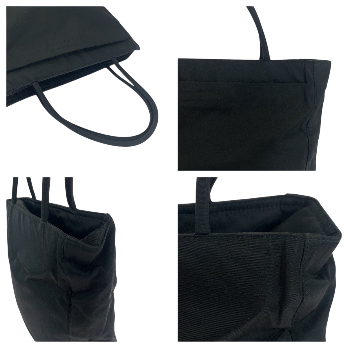 PRADA Tote Bag B8489 Nylon Black SilverMetal Test Triangle With logo
