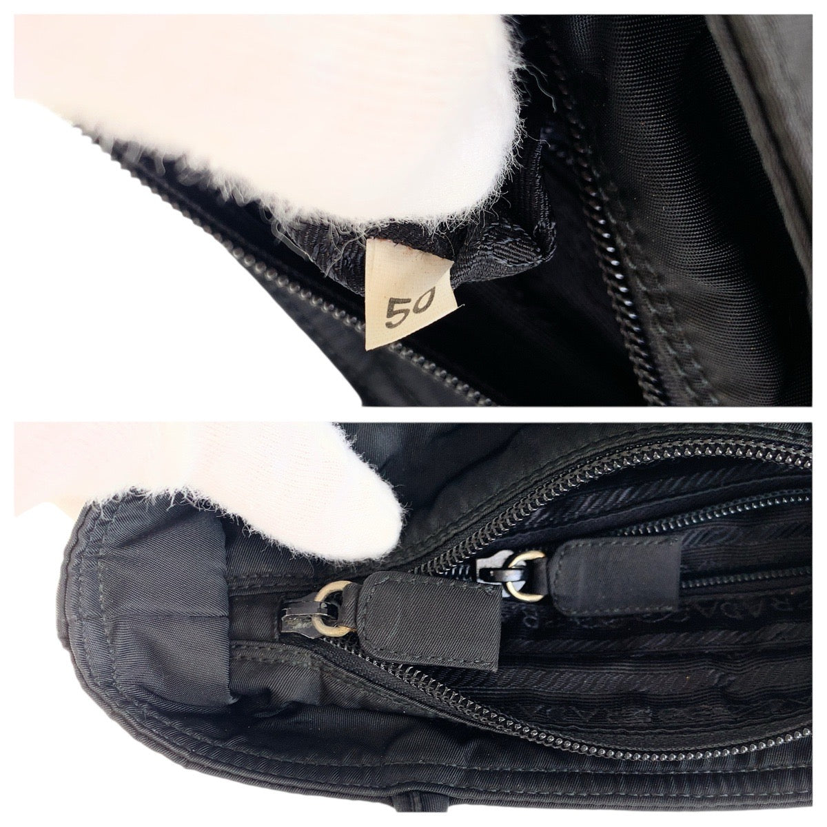 PRADA Tote Bag Nylon Black SilverMetal Test Triangle With logo