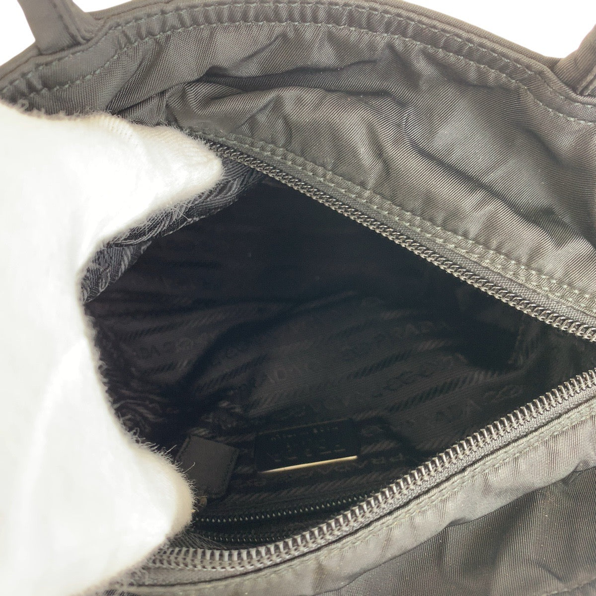 PRADA Tote Bag Nylon Black SilverMetal Test Triangle With logo