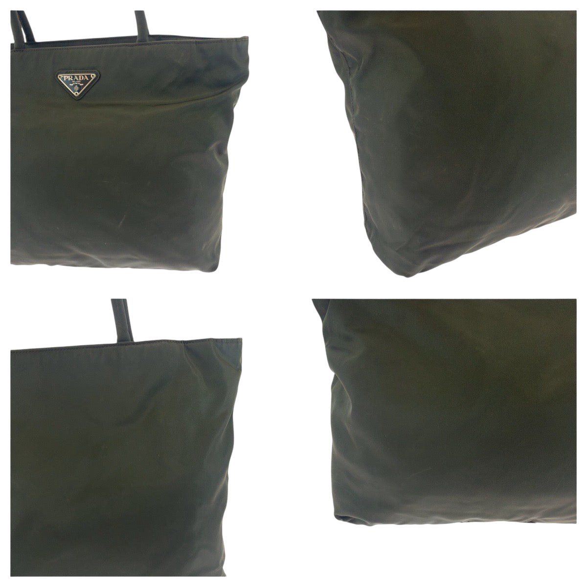 PRADA Tote Bag Nylon Khaki SilverMetal Test Triangle With logo