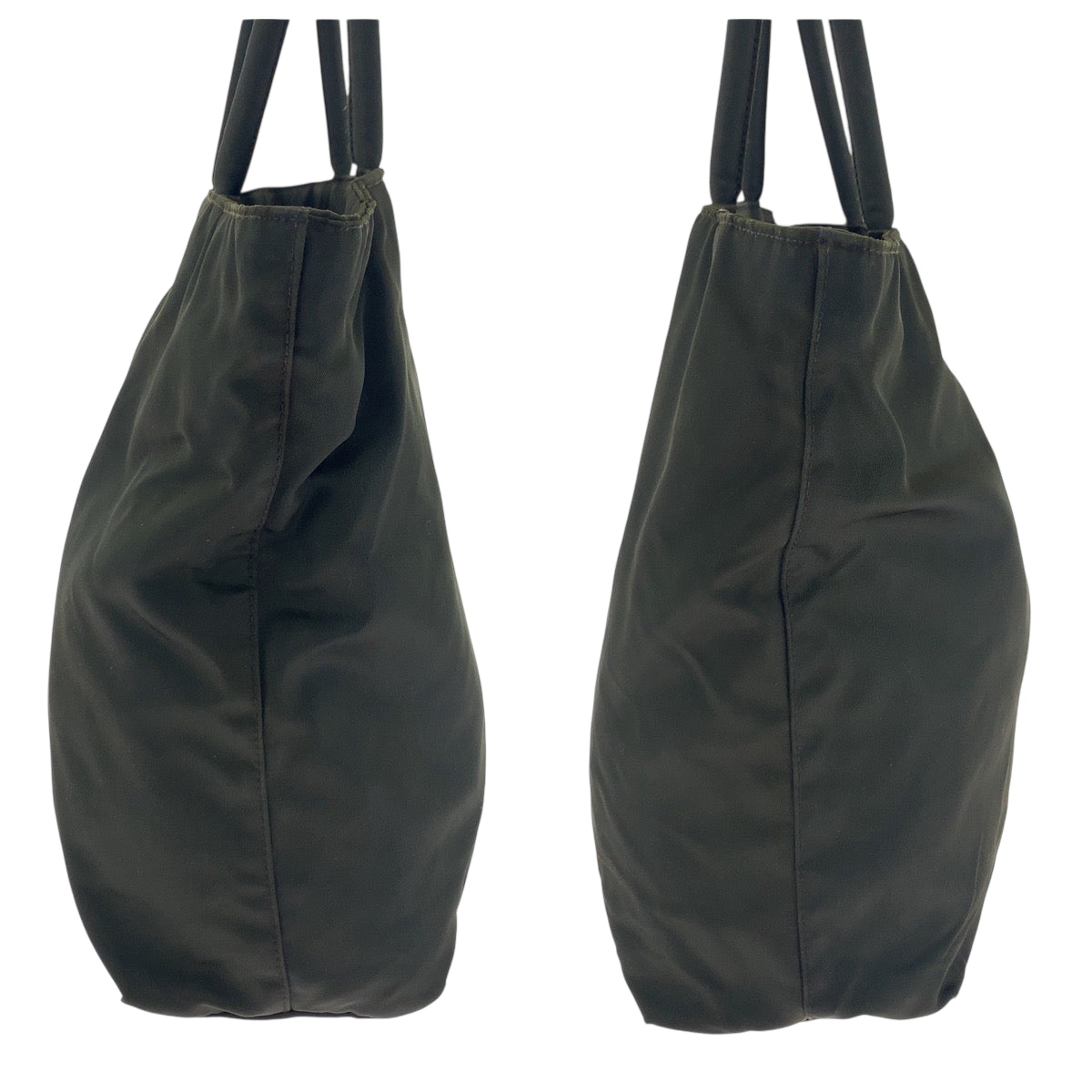 PRADA Tote Bag Nylon Khaki SilverMetal Test Triangle With logo