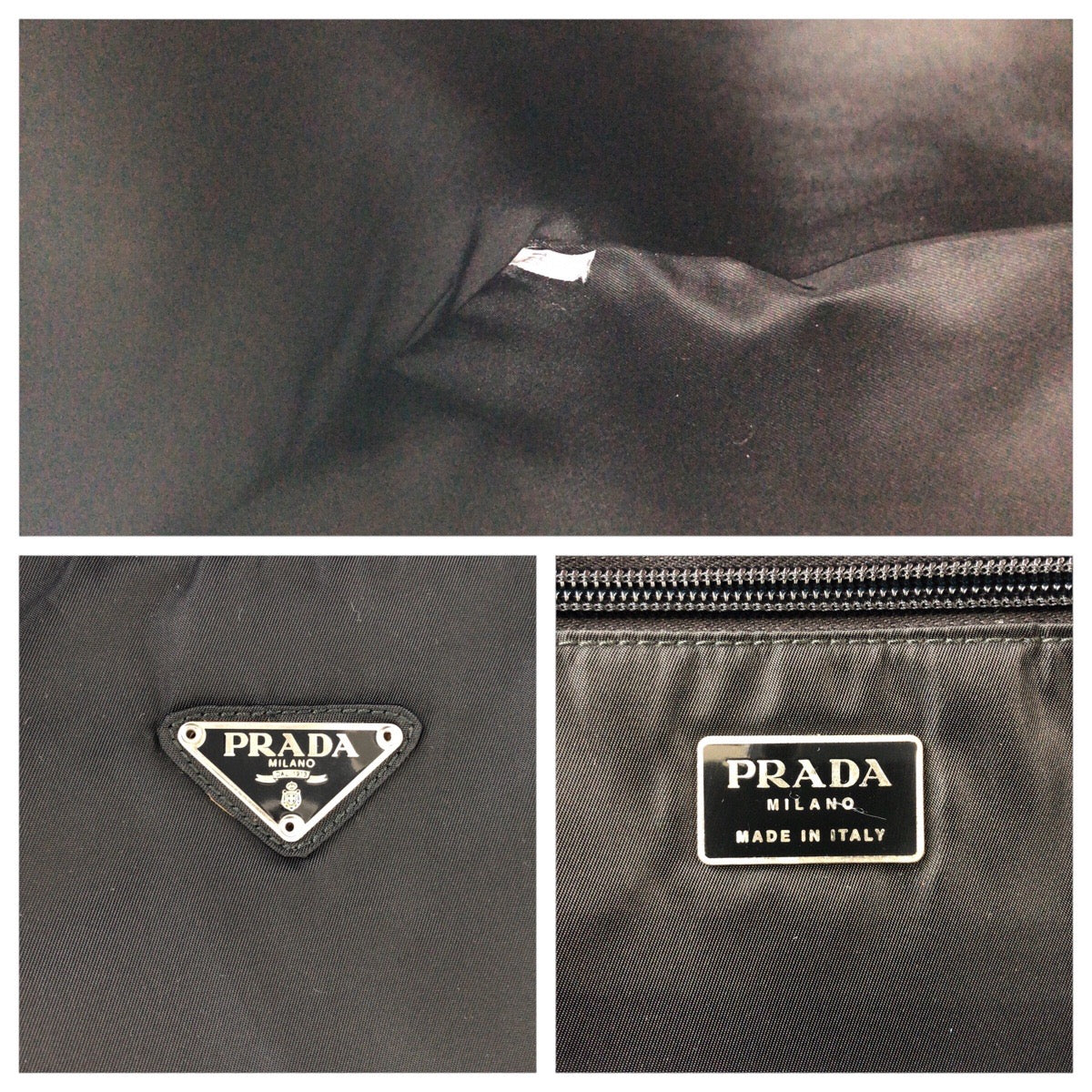 PRADA Business bag Nylon Black SilverMetal Test Triangle With logo