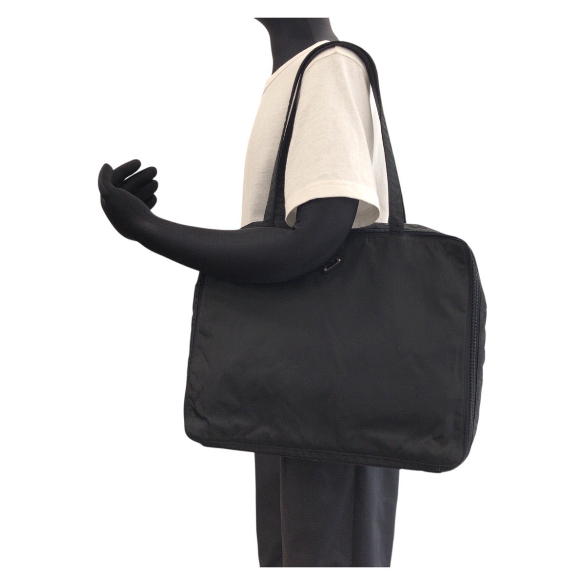 PRADA Business bag Nylon Black SilverMetal Test Triangle With logo