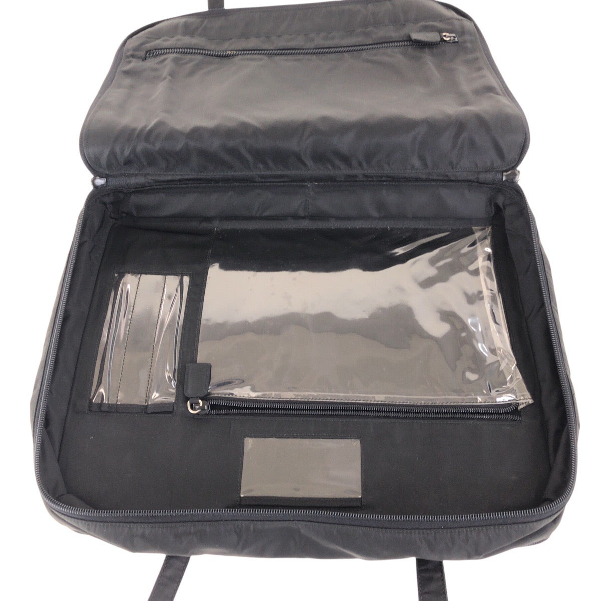 PRADA Business bag Nylon Black SilverMetal Test Triangle With logo