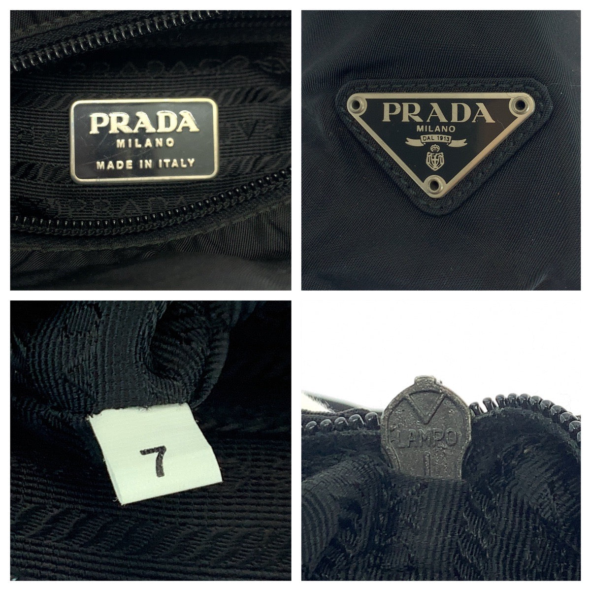 PRADA Handbag Nylon Black SilverMetal Test Triangle With logo