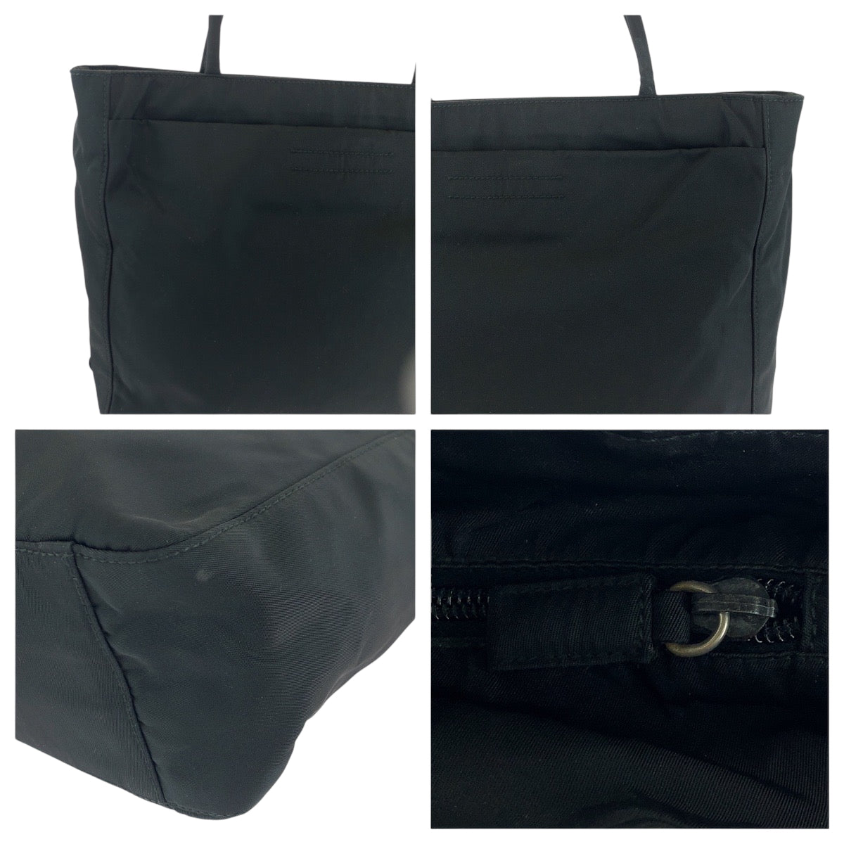 PRADA Handbag Nylon Black SilverMetal Test Triangle With logo