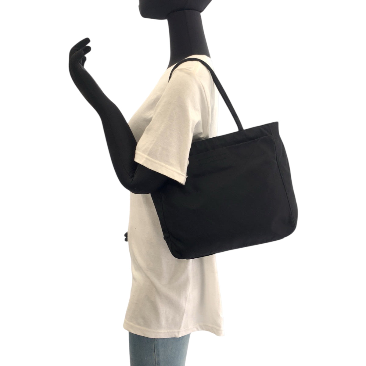 PRADA Handbag Nylon Black SilverMetal Test Triangle With logo