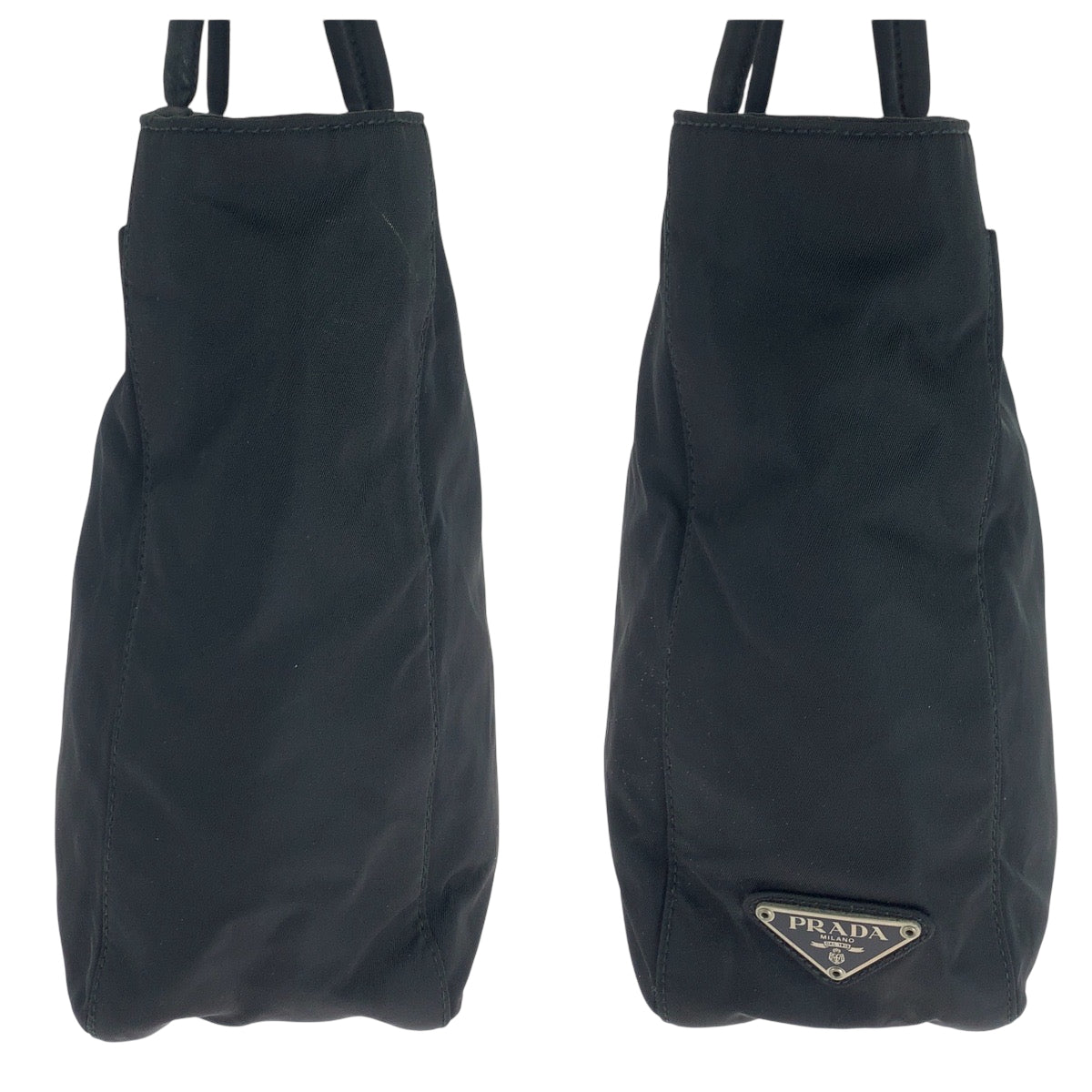 PRADA Handbag Nylon Black SilverMetal Test Triangle With logo
