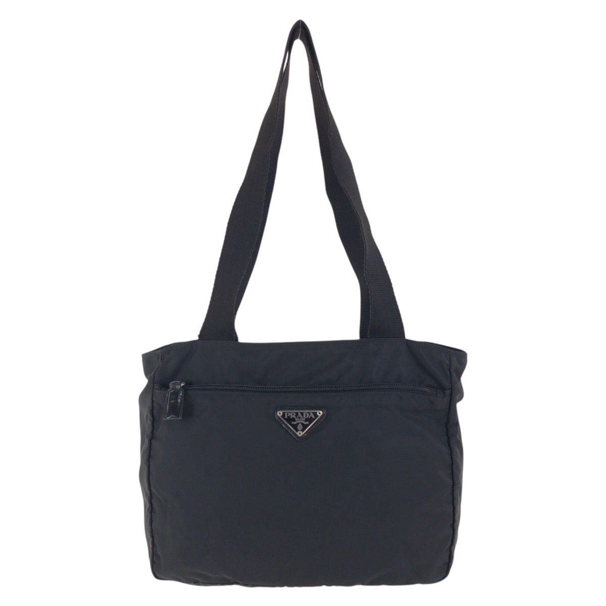 PRADA Tote Bag Nylon Black SilverMetal Test Triangle With logo