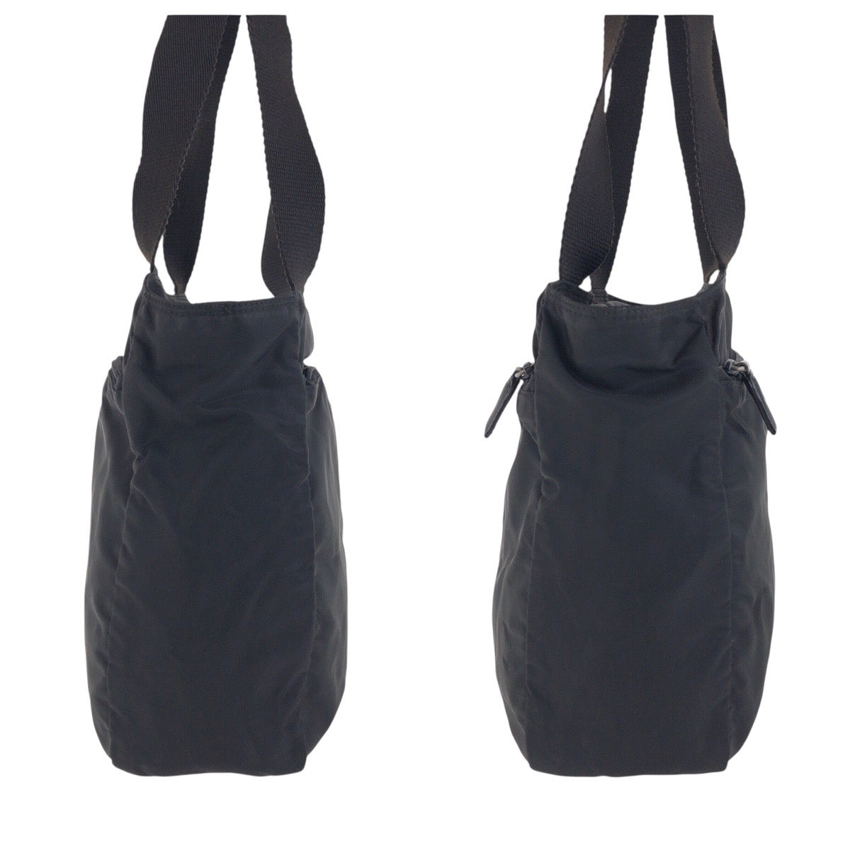 PRADA Tote Bag Nylon Black SilverMetal Test Triangle With logo