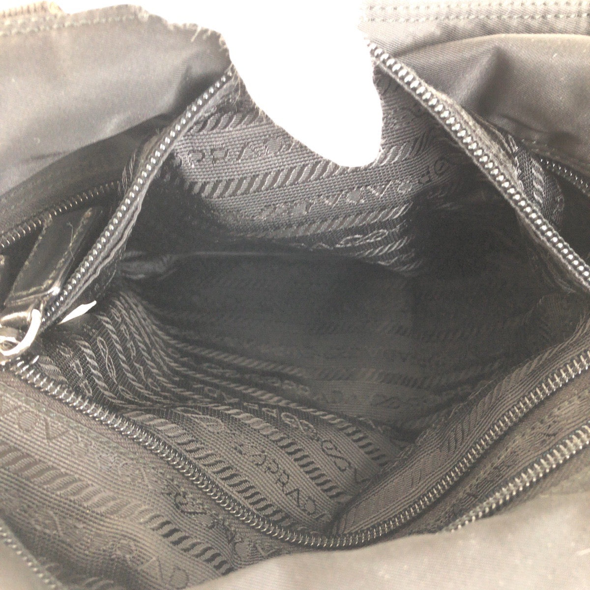 PRADA Tote Bag Nylon Black SilverMetal Test Triangle With logo