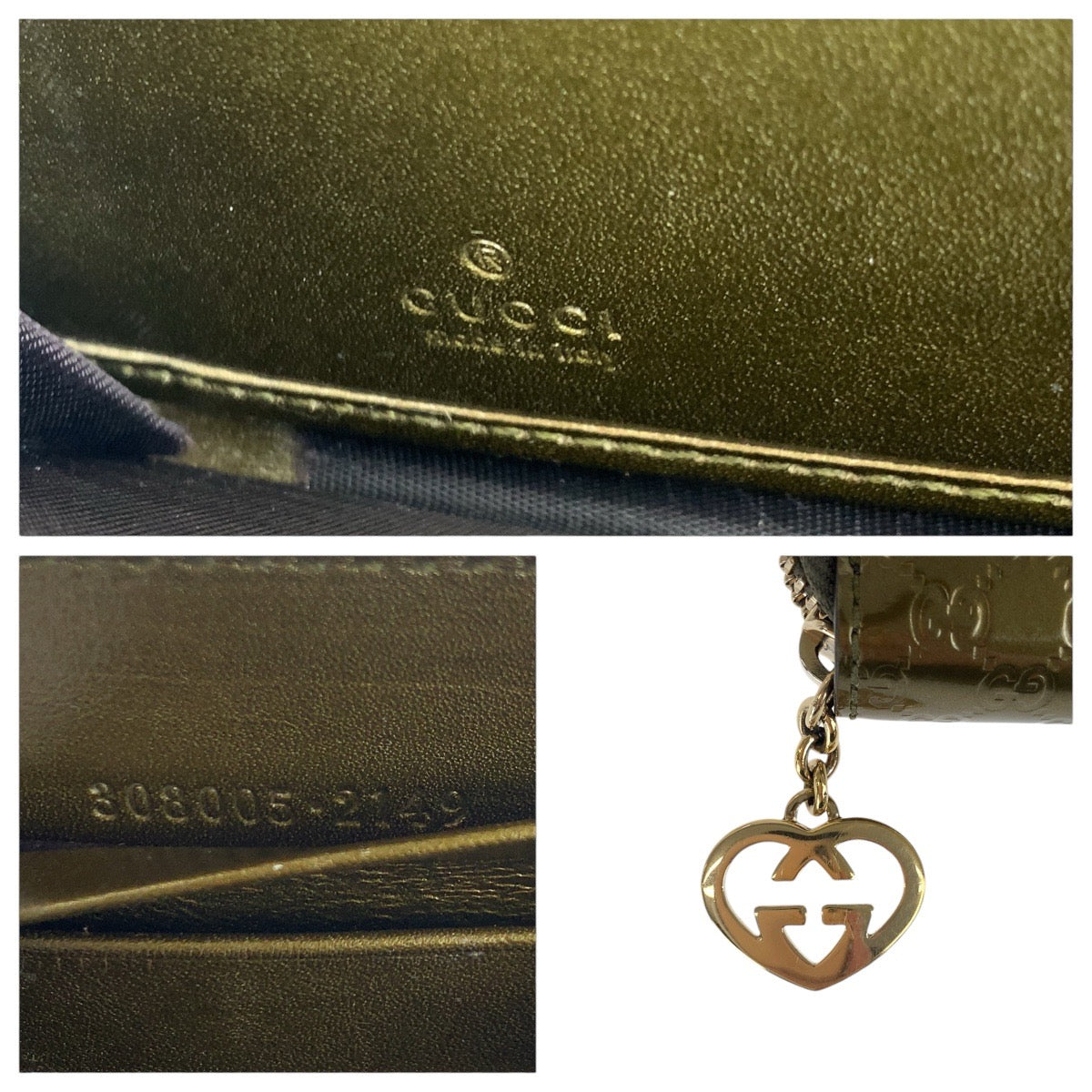 GUCCI Long Wallet Purse 308005 enamel gold Micro Guccisima Heart interlocking
