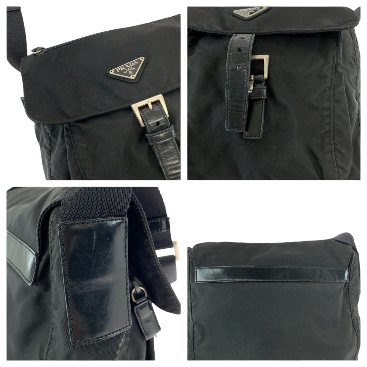 PRADA Shoulder Bag BT8994 Nylon Black SilverMetal Test Triangle With logo