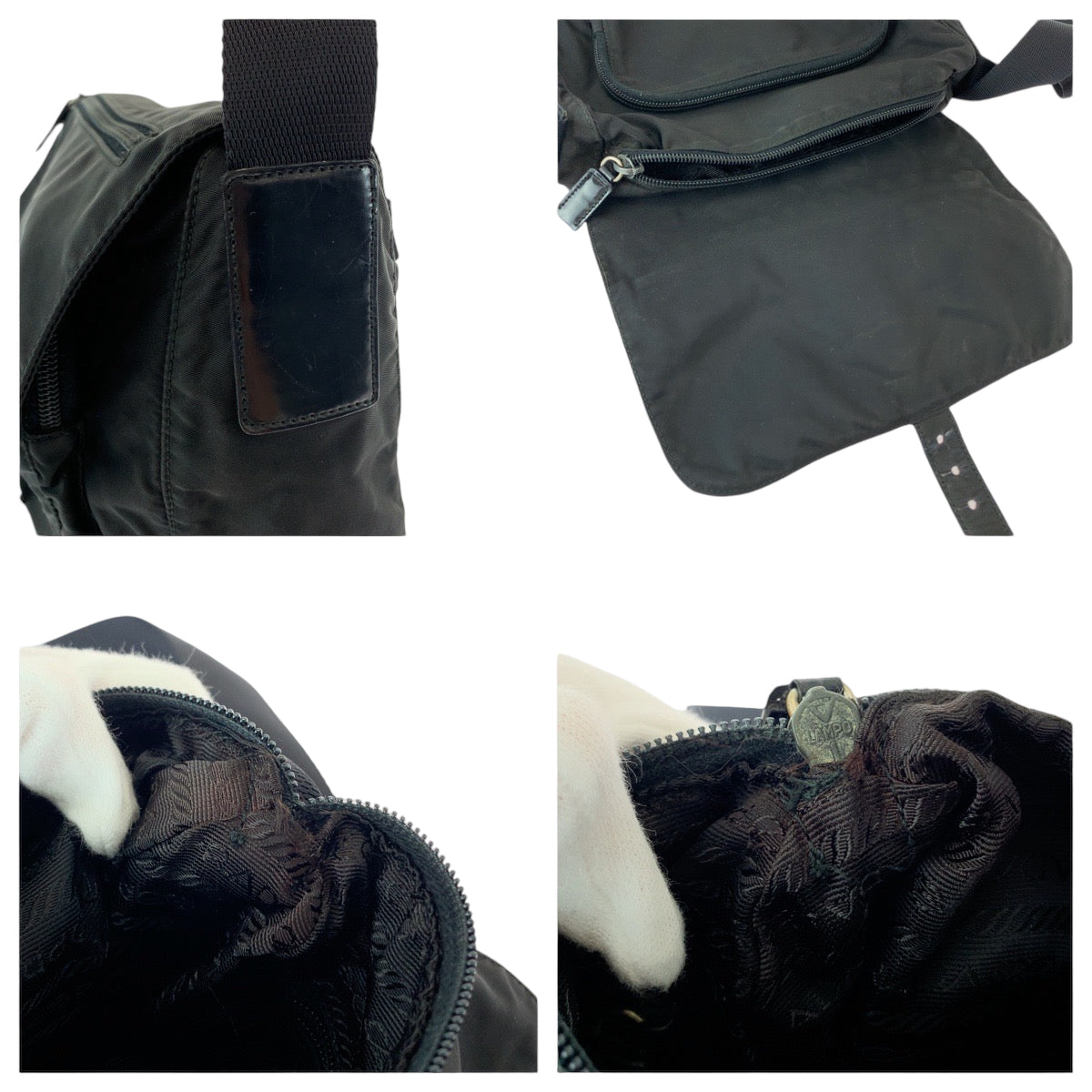 PRADA Shoulder Bag BT8994 Nylon Black SilverMetal Test Triangle With logo