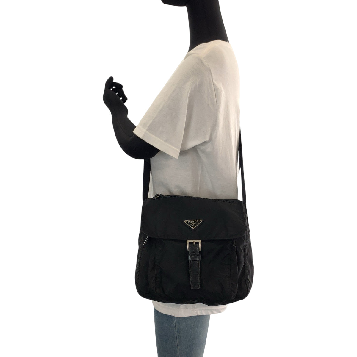 PRADA Shoulder Bag BT8994 Nylon Black SilverMetal Test Triangle With logo