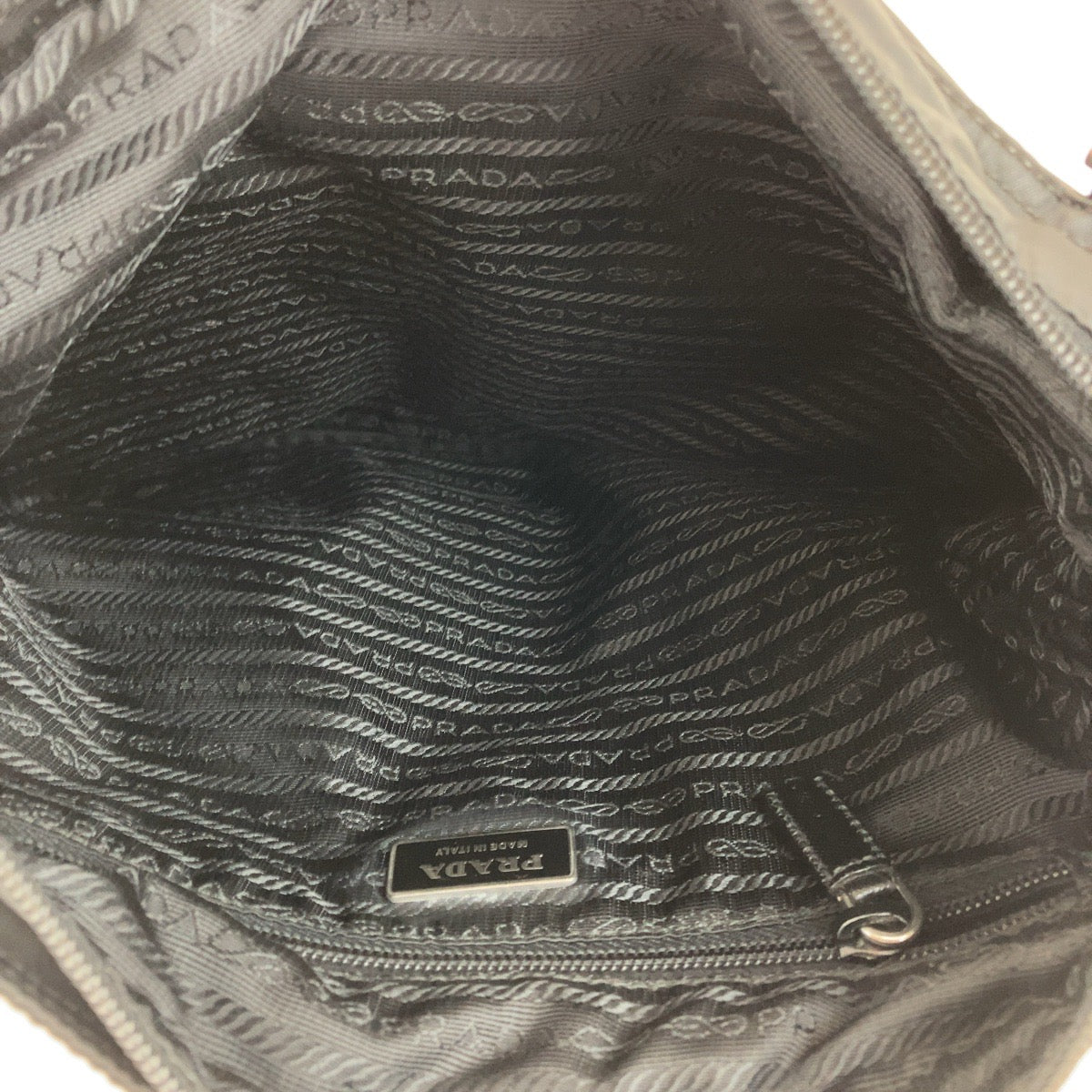 PRADA Shoulder Bag Nylon Black SilverMetal Test Triangle With logo