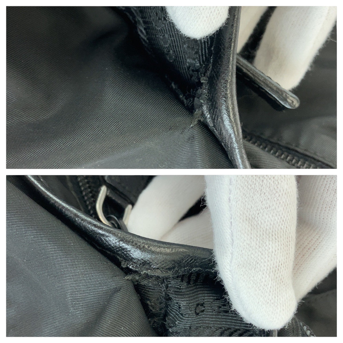 PRADA Shoulder Bag Nylon Black SilverMetal Test Triangle With logo