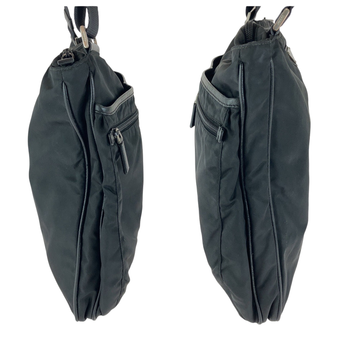 PRADA Shoulder Bag Nylon Black SilverMetal Test Triangle With logo