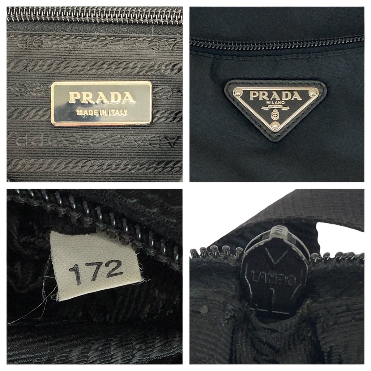 PRADA Shoulder Bag Nylon Black Silver Metal Test Triangle With logo
