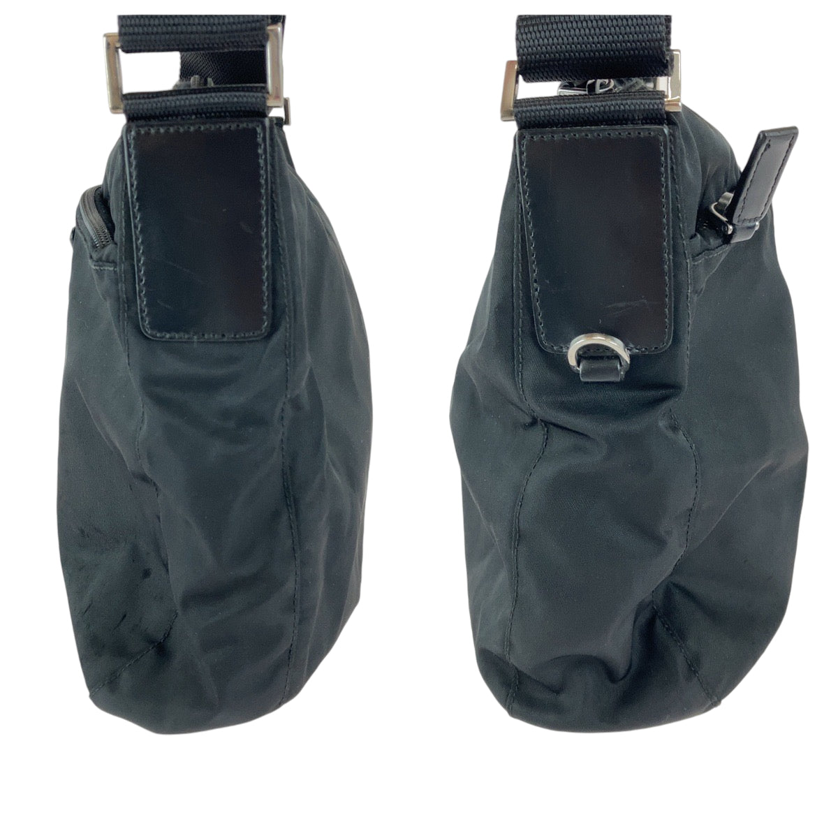 PRADA Shoulder Bag Nylon Black Silver Metal Test Triangle With logo