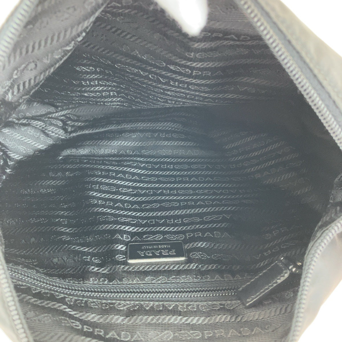 PRADA Shoulder Bag Nylon Black Silver Metal Test Triangle With logo