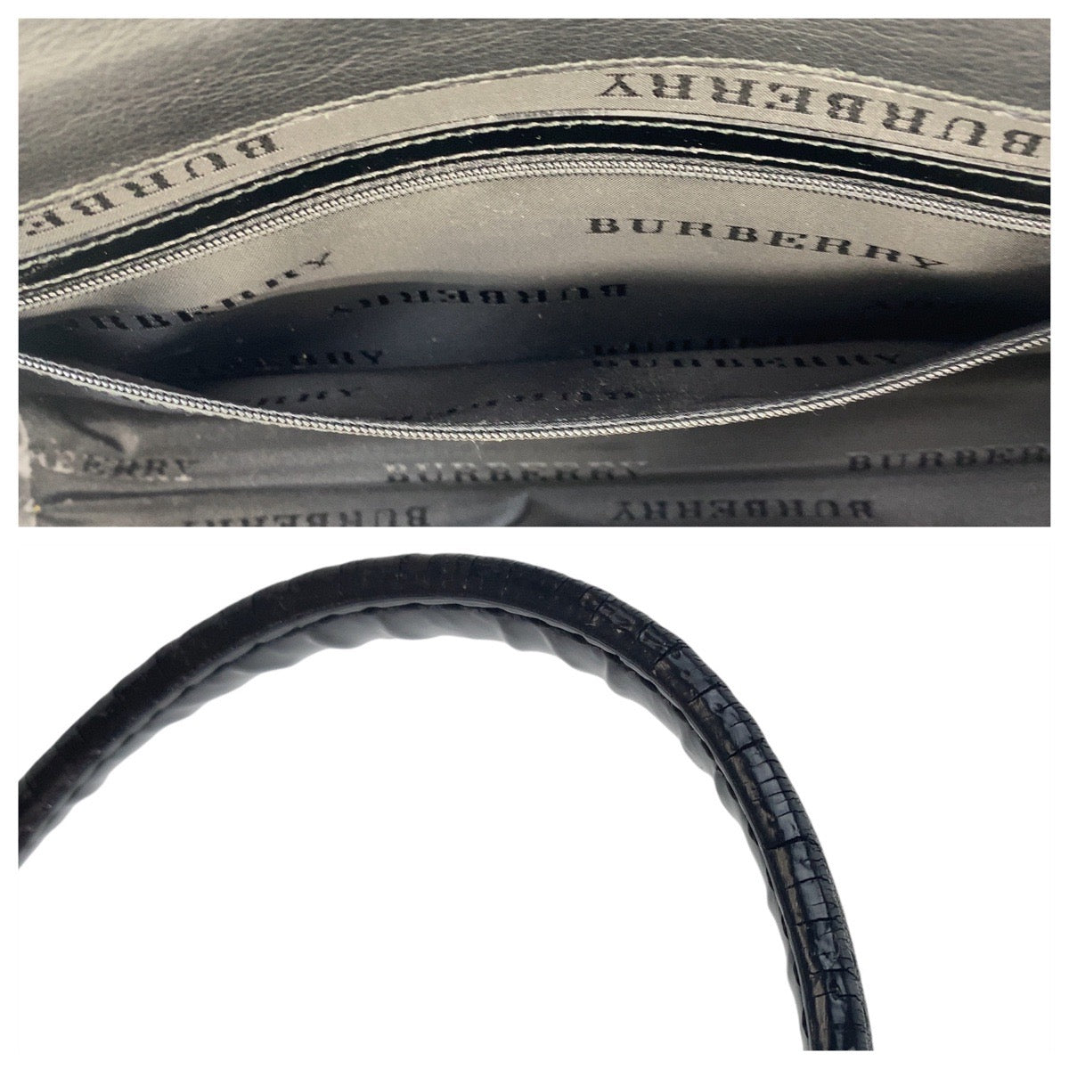 BURBERRY Shoulder Bag enamel black Check Pattern Embossed