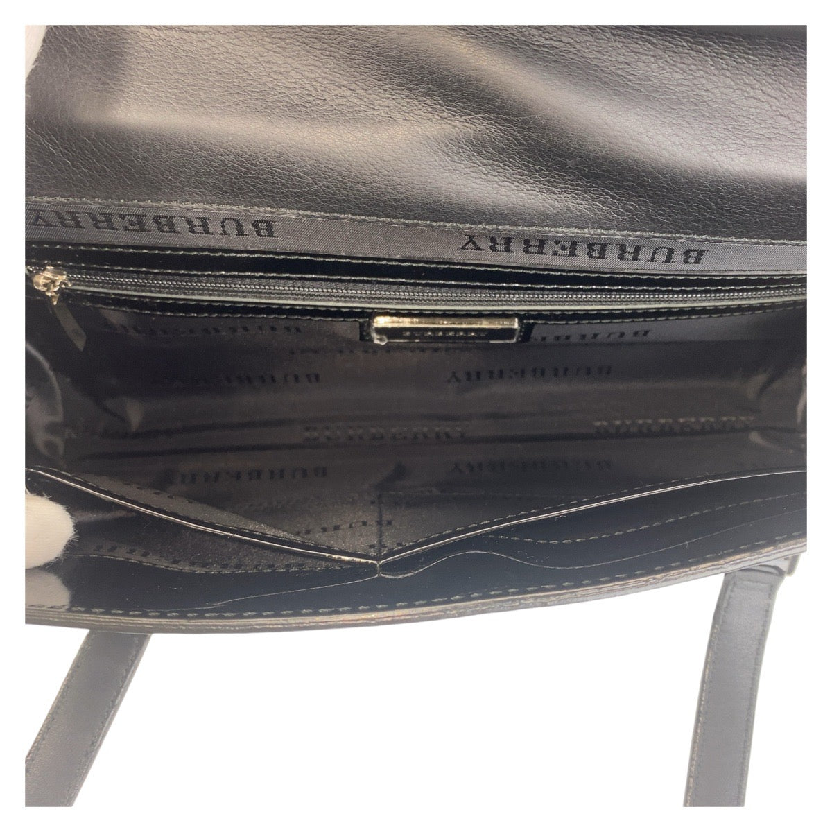 BURBERRY Shoulder Bag enamel black Check Pattern Embossed
