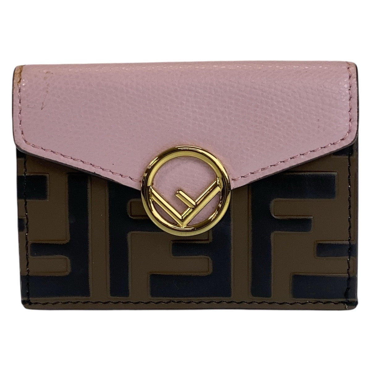 FENDI Tri-fold wallet leather Brown ZUCCA F IS FENDI