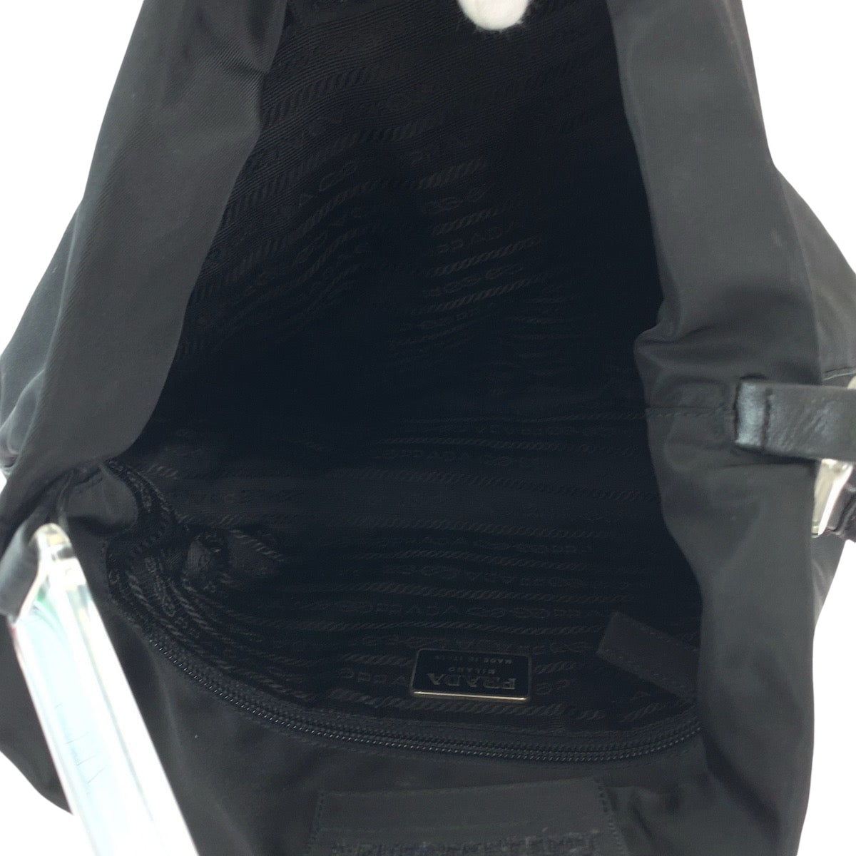 PRADA Shoulder Bag Nylon black Test Triangle With logo plastic handle
