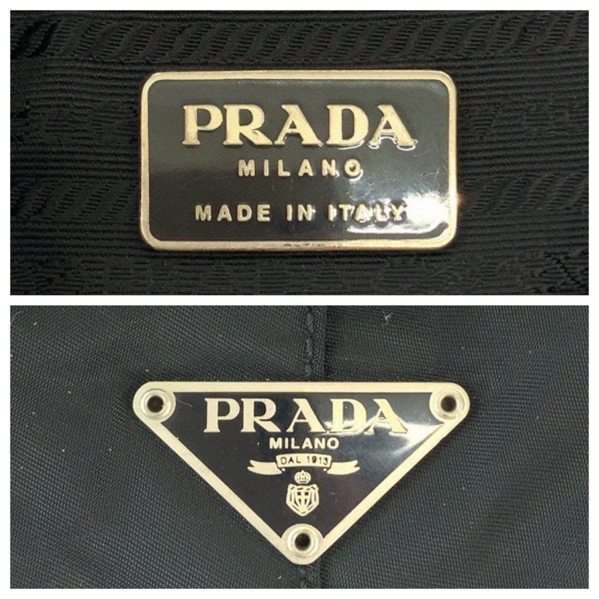 PRADA Shoulder Bag Nylon black Test Triangle With logo plastic handle