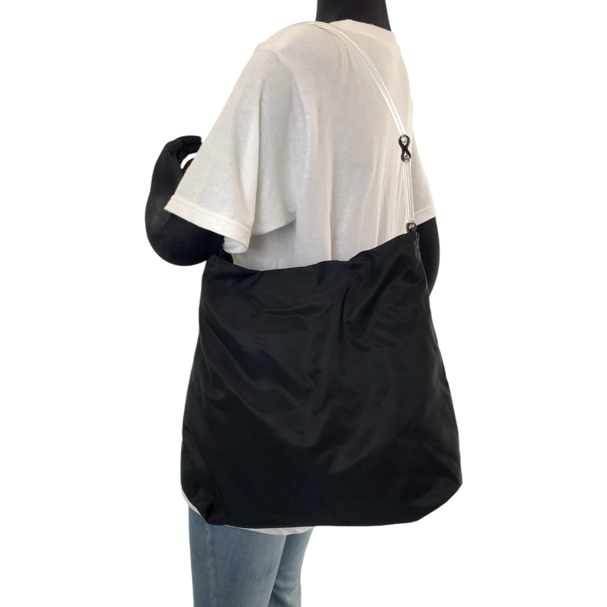 PRADA Shoulder Bag Nylon black Test Triangle With logo plastic handle