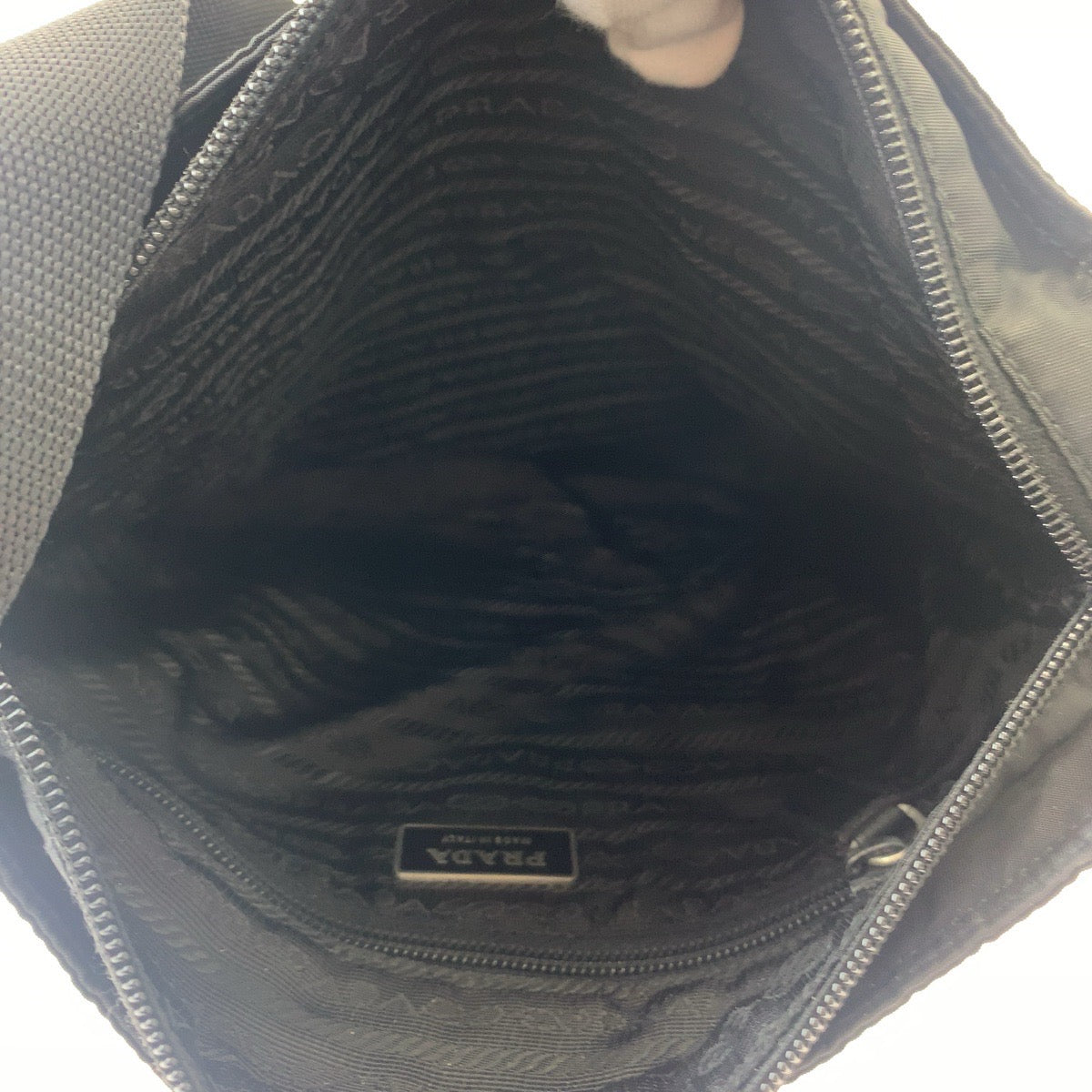 PRADA Shoulder Bag Nylon Black SilverMetal Test Triangle With logo