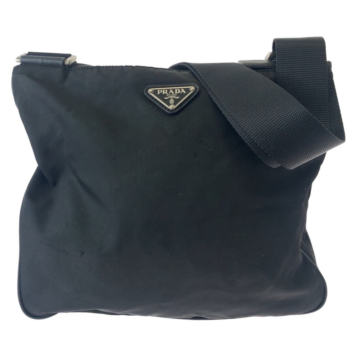 PRADA Shoulder Bag Nylon Black SilverMetal Test Triangle With logo