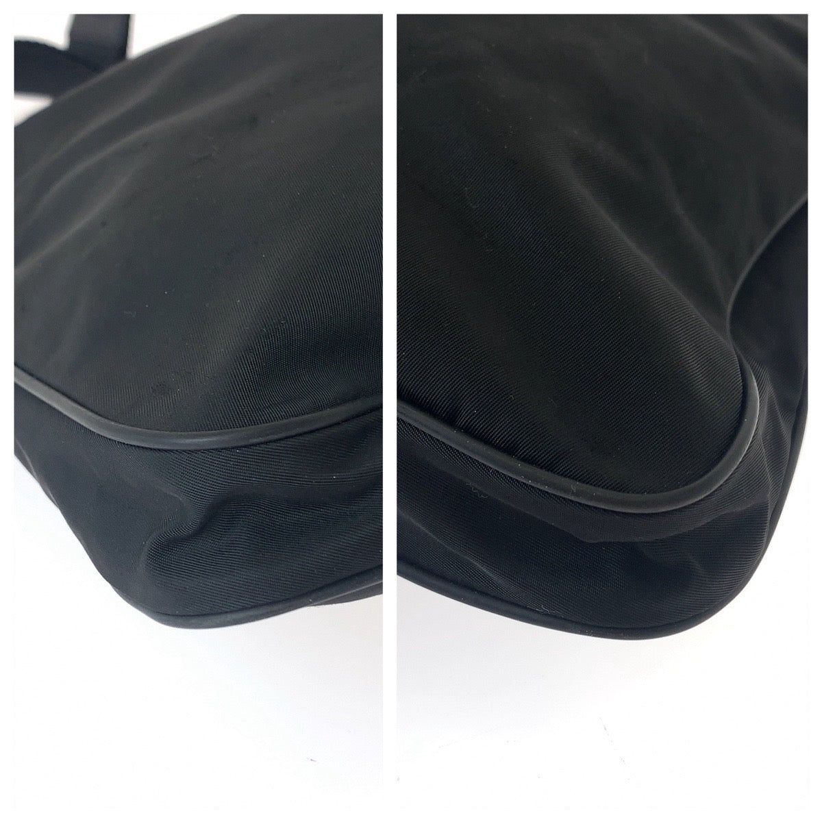 PRADA Shoulder Bag Nylon Black SilverMetal Test Triangle With logo