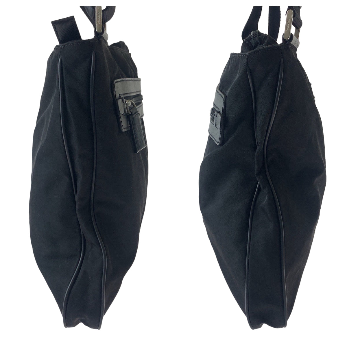 PRADA Shoulder Bag Nylon Black SilverMetal Test Triangle With logo