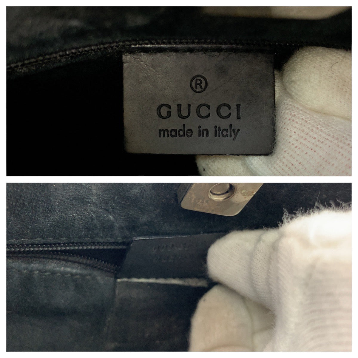 GUCCI Shoulder Bag 001 3739 leather black Bamboo