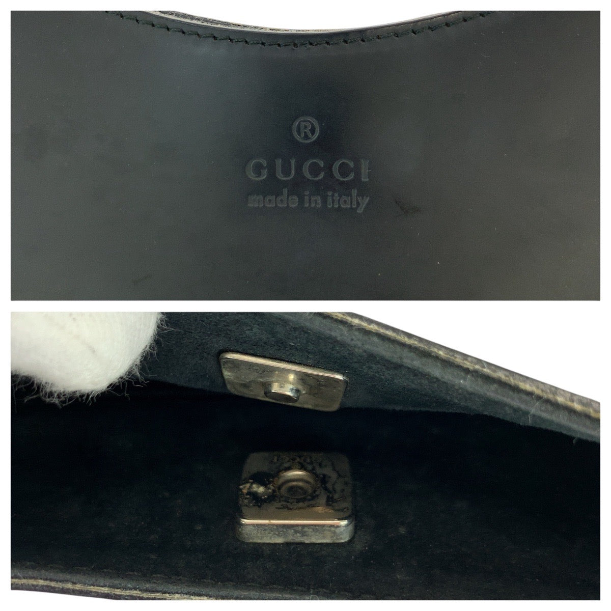 GUCCI Shoulder Bag 001 3739 leather black Bamboo